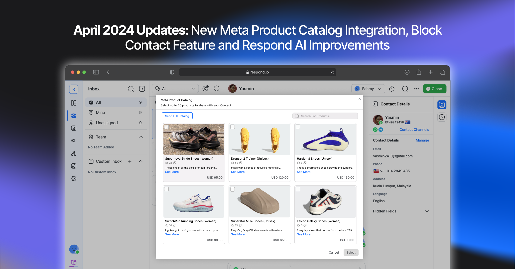 April 2024 Updates: New Meta Product Catalog Integration, Block Contact Feature and Respond AI Improvements