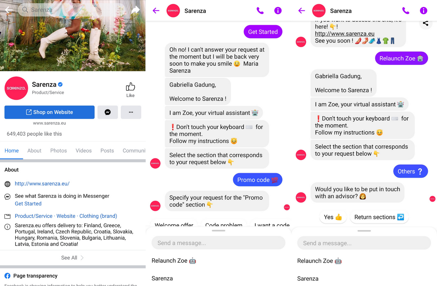 How Sarenza uses Facebook Messenger for customer service