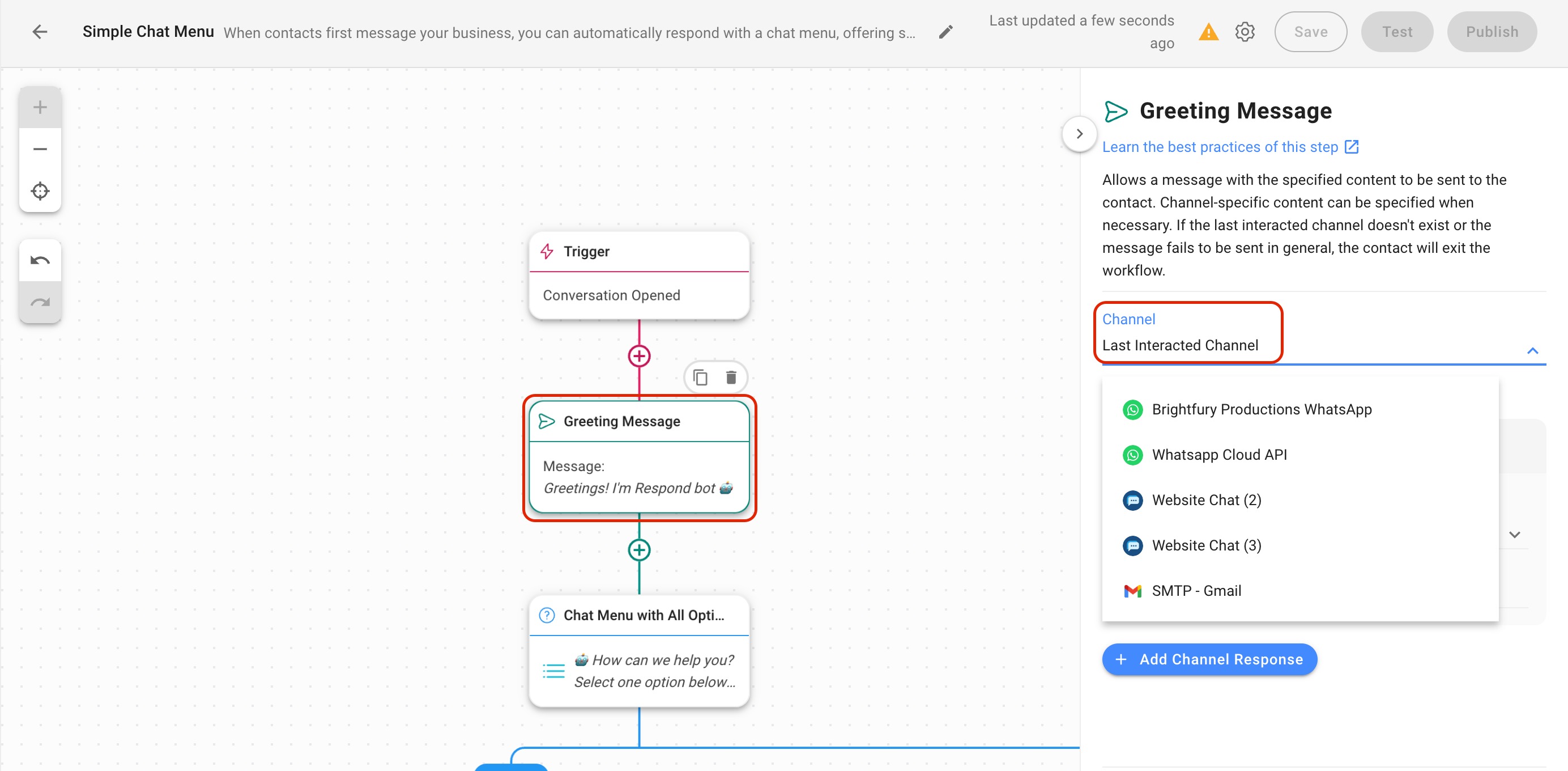 Change the Channel from Last Interacted Channel to a WhatsApp API account