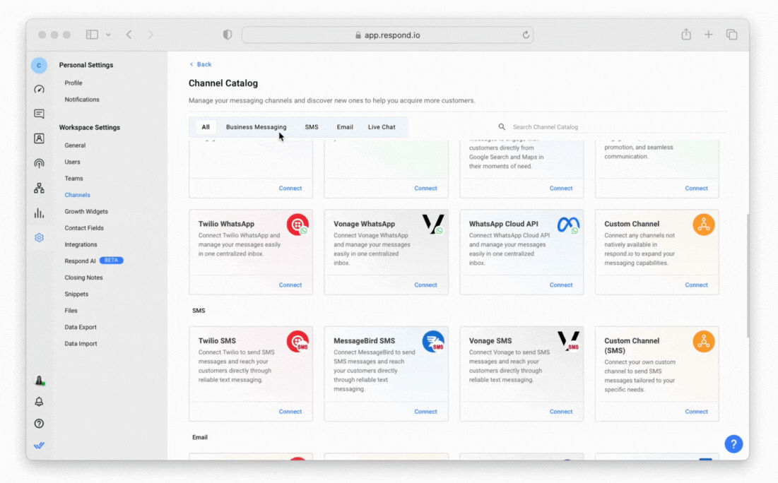 Channel Catalog: Get information about each channel at a glance