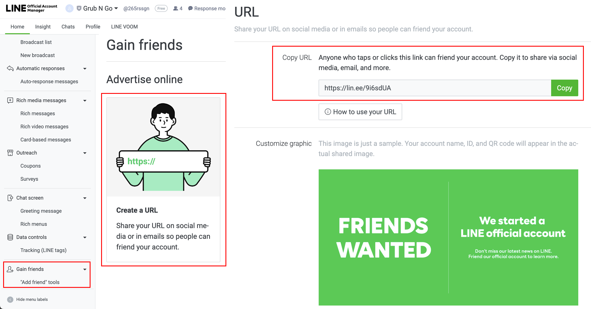 How to get LINE chat link with Official Account Manager