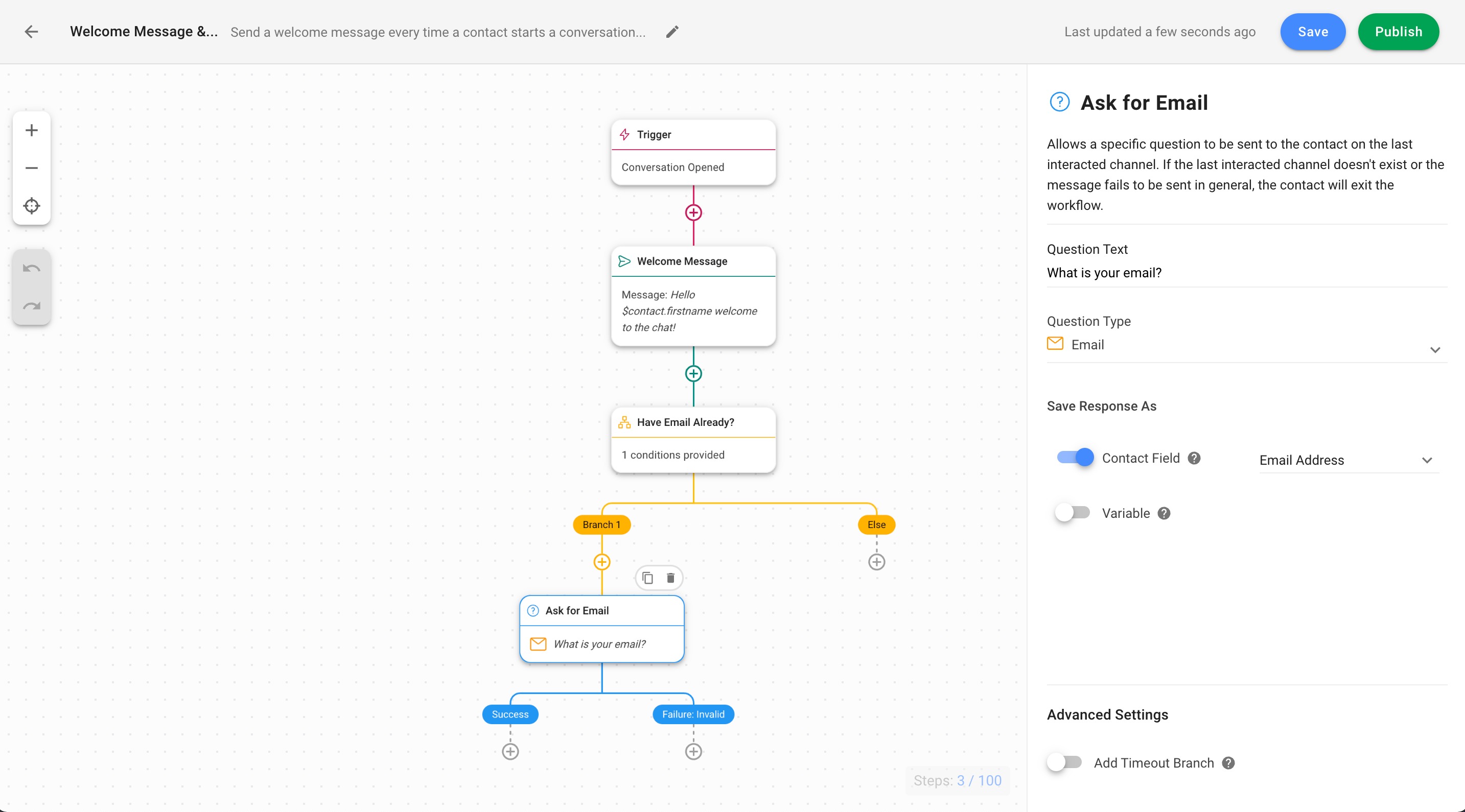 WhatsApp automation bot: Greeting message