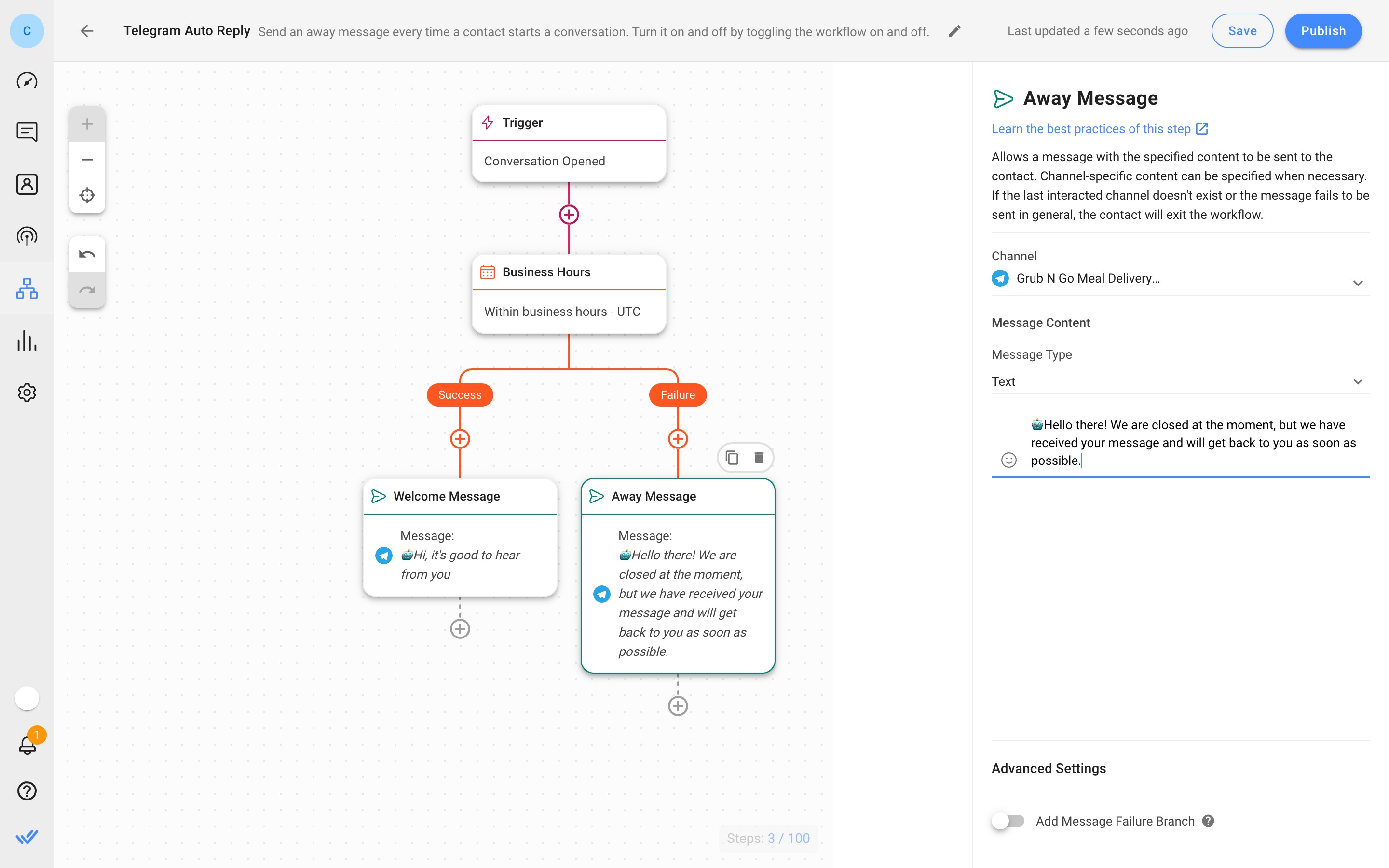 Compose welcome and away messages