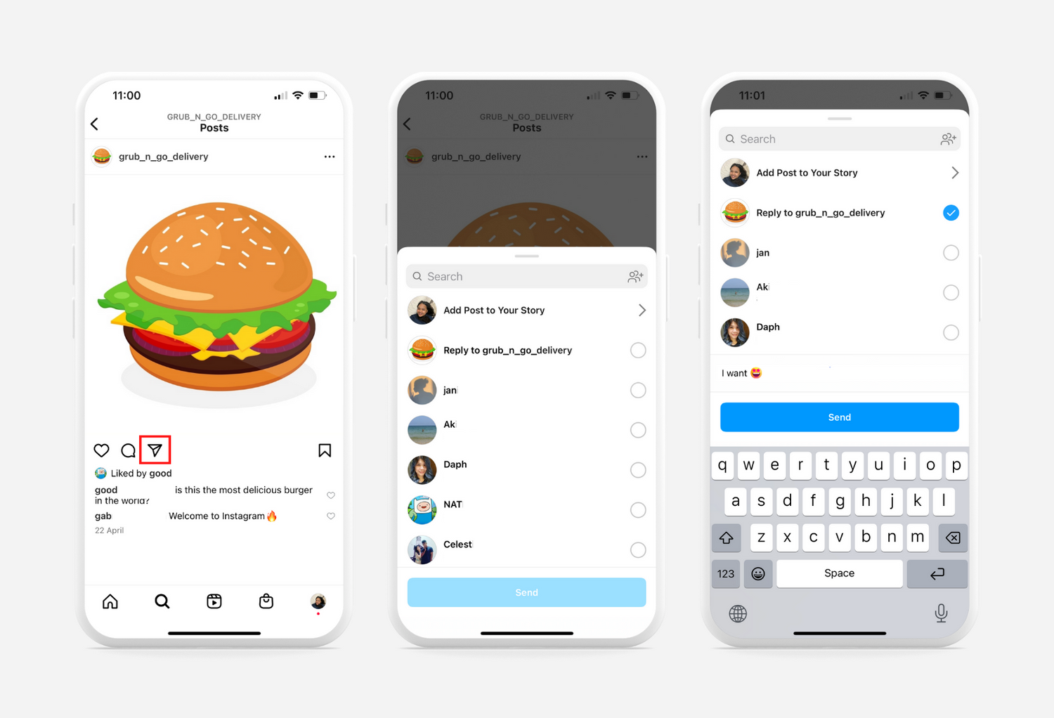 Instagram Messaging for business: Paper plane icon