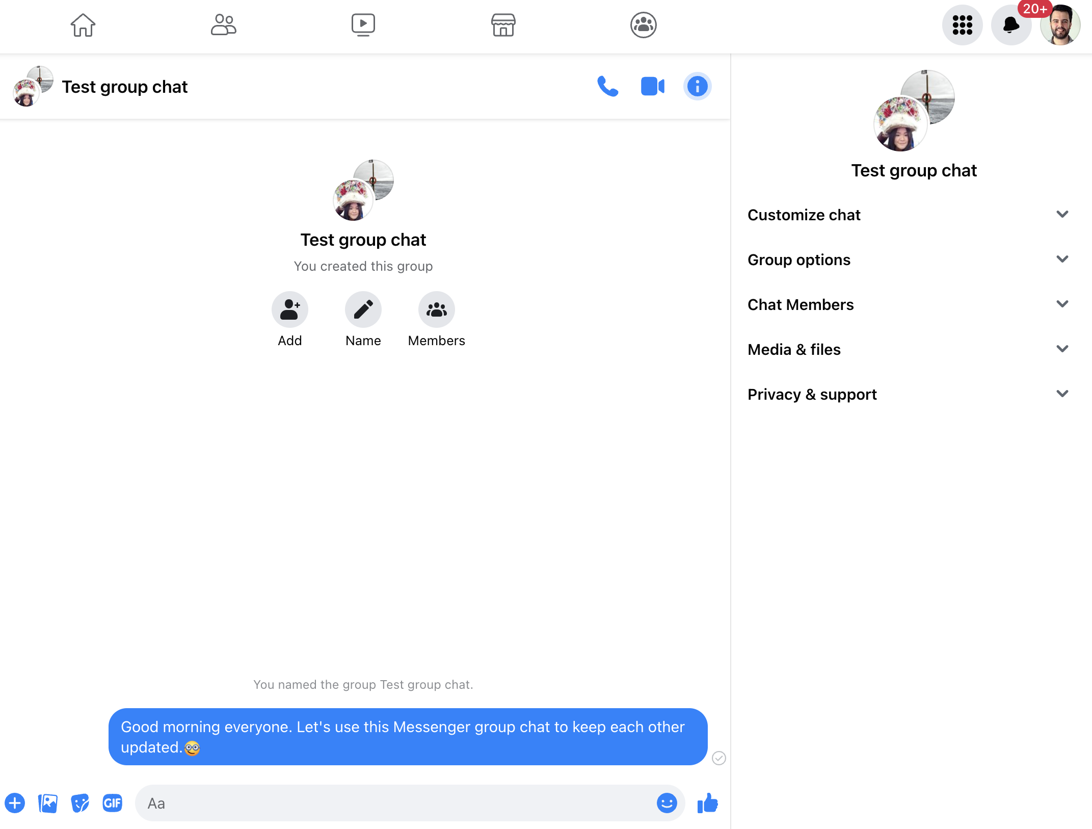 Using a Messenger group chat for sales