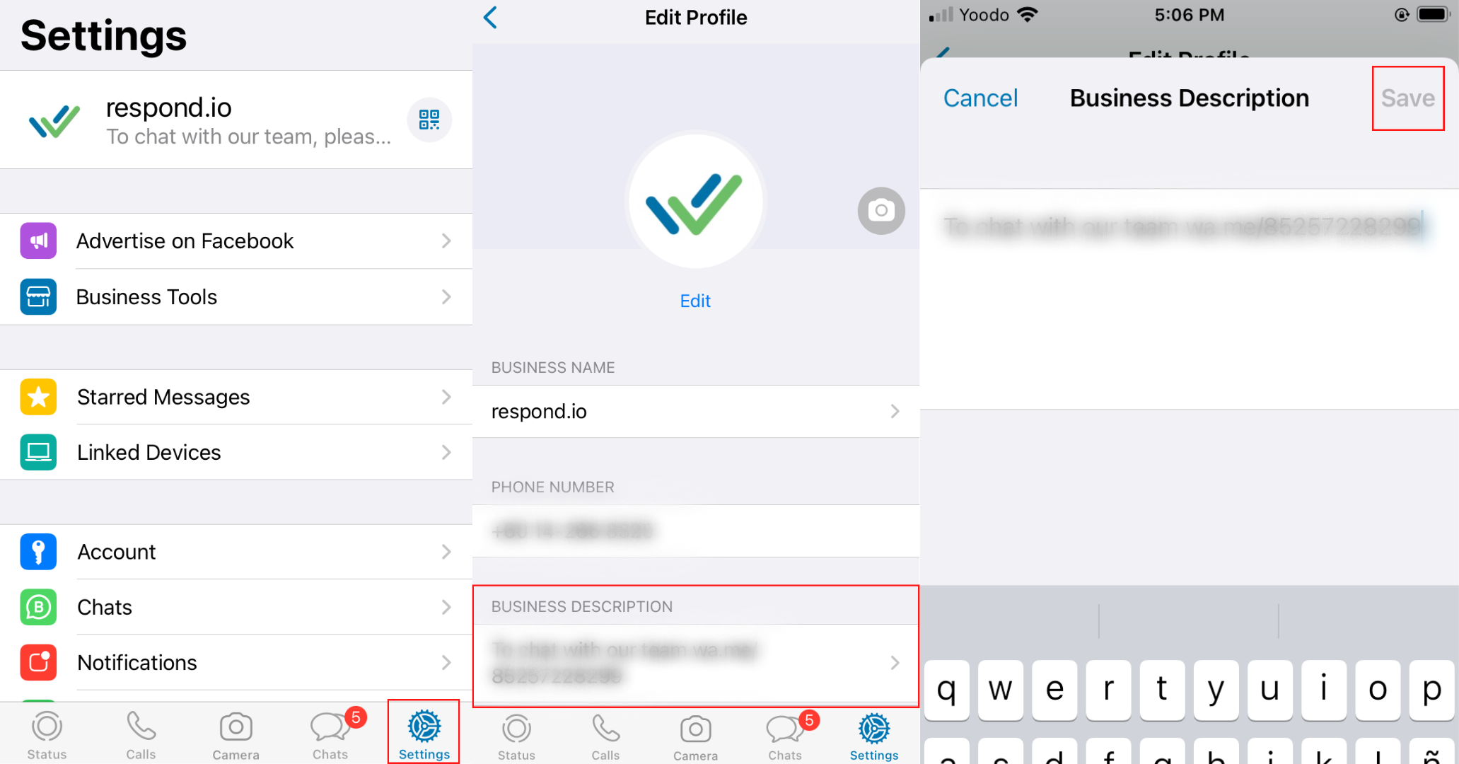 How to set up a WhatsApp business profile description