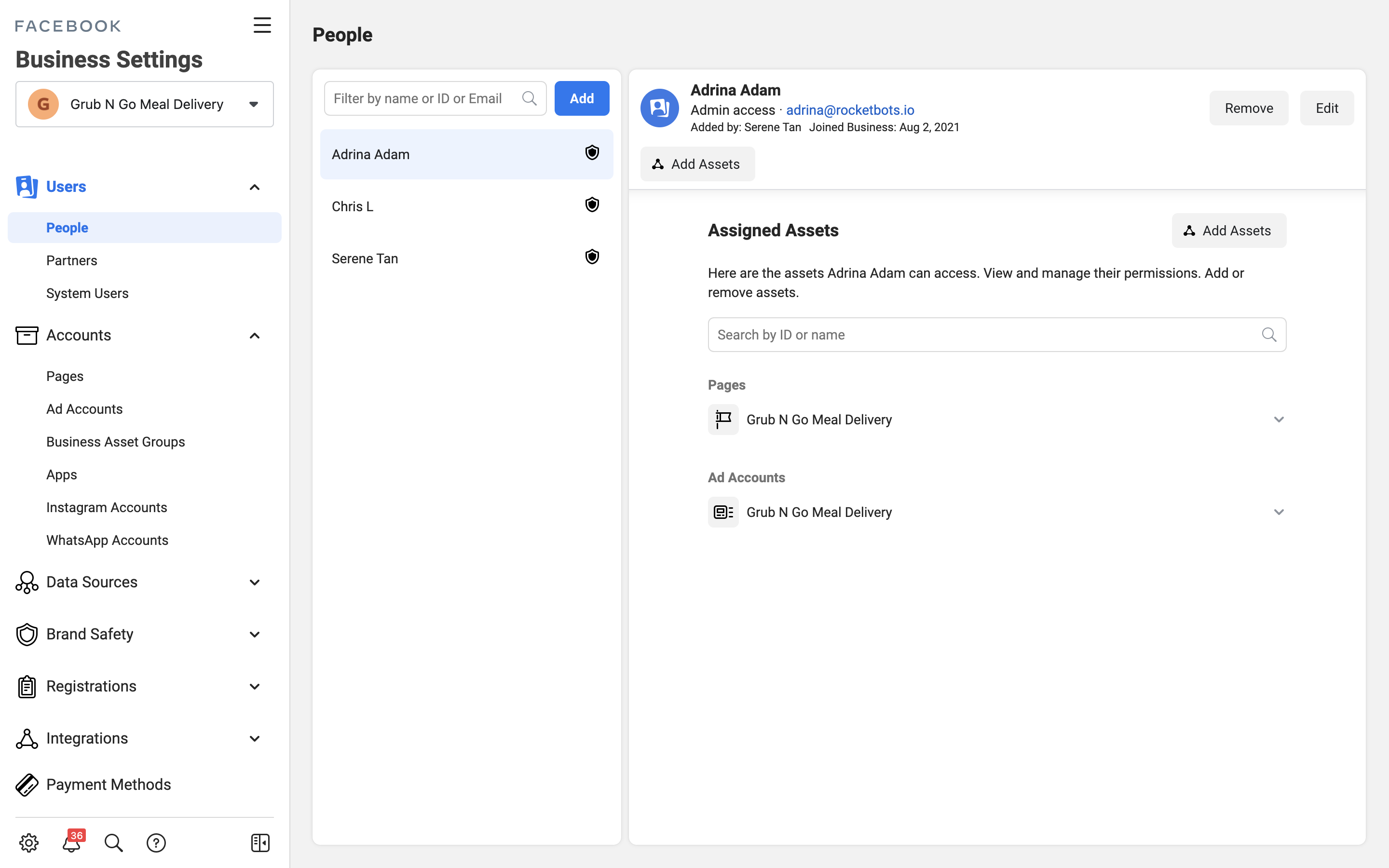 This is an image showing how to use instagram business account with multiple users. To enable multiple users on one Instagram account, Add a new Agent to Facebook Business Suite Inbox by navigating to Users > People > Add.