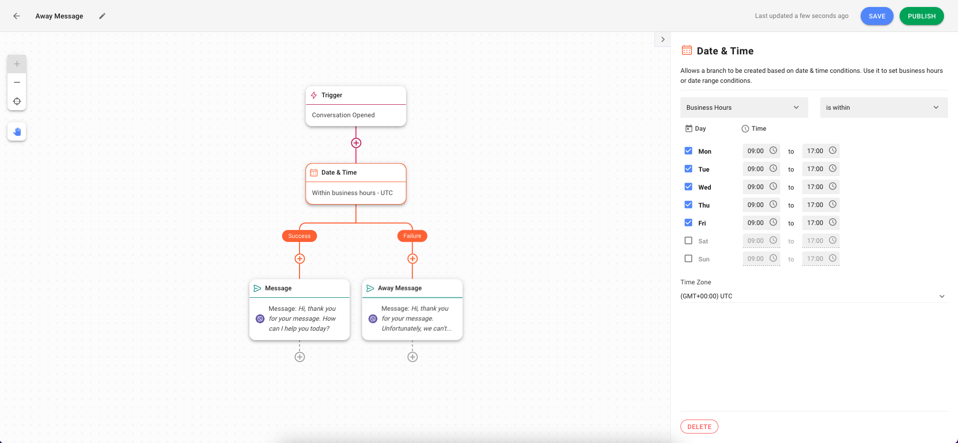 How to set up Away Messages on respond.io Workflows