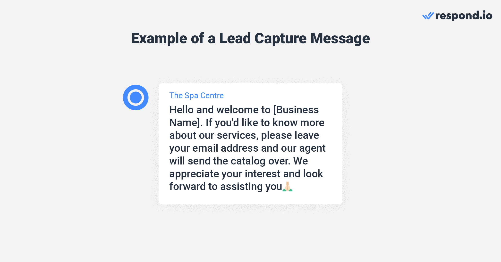 Instagram welcome message template: Example of a lead capture message