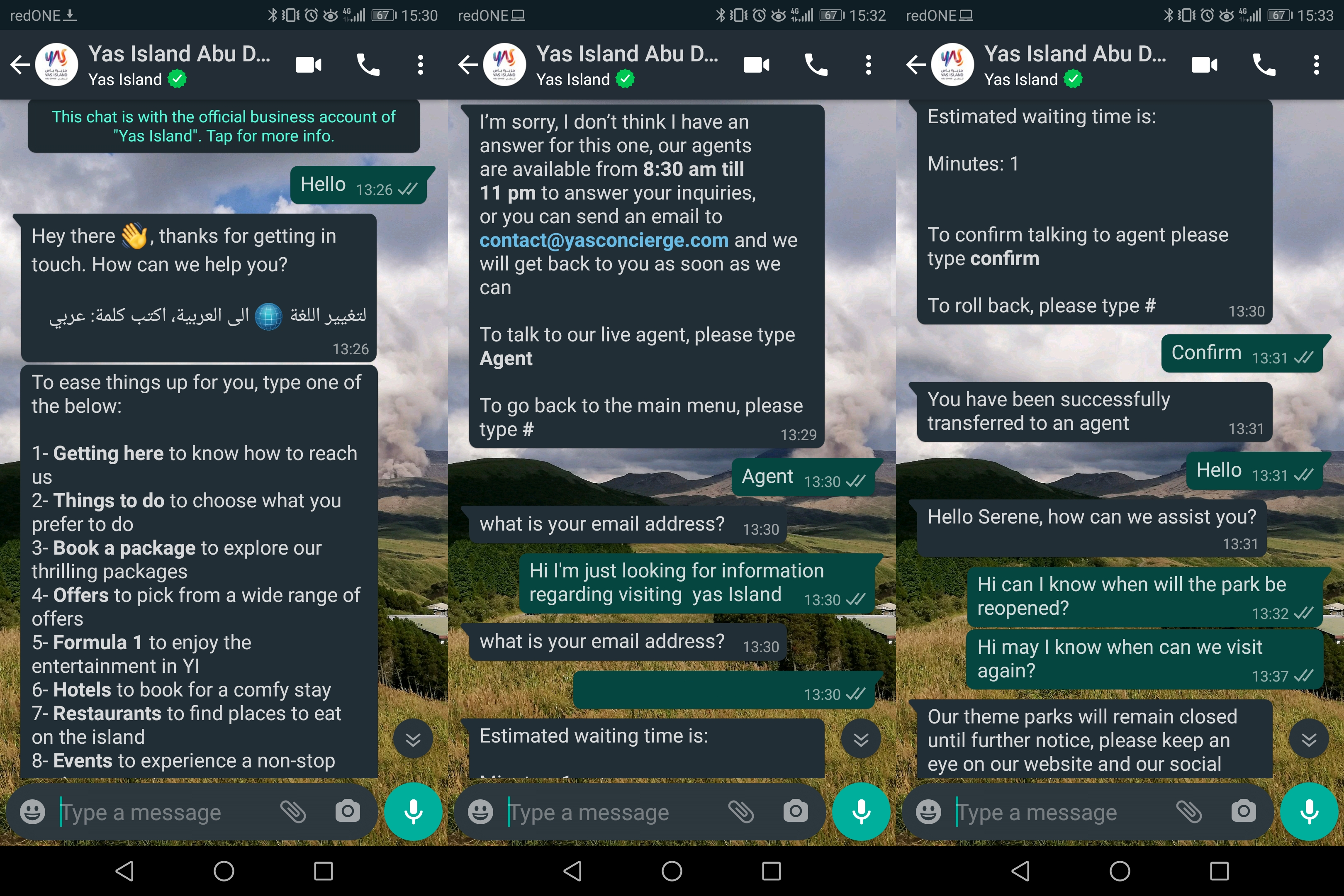 This is an image showing how Was Island offers WhatsApp web support. Their automated response provides a mixture of long and short answers. 