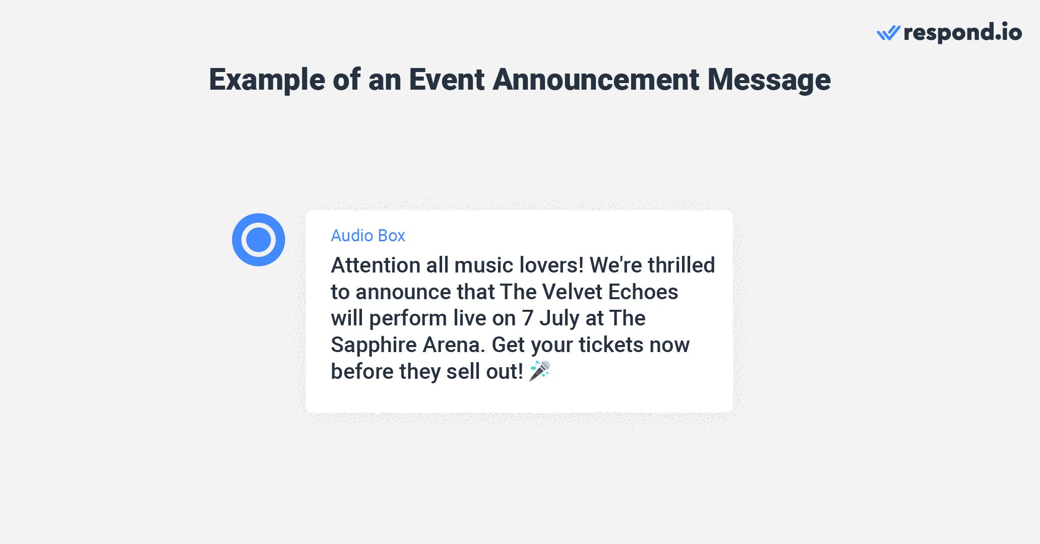 This is an image that shows an example of how businesses can send an event announcement message to their customers vis WhatsApp broadcast message template. 