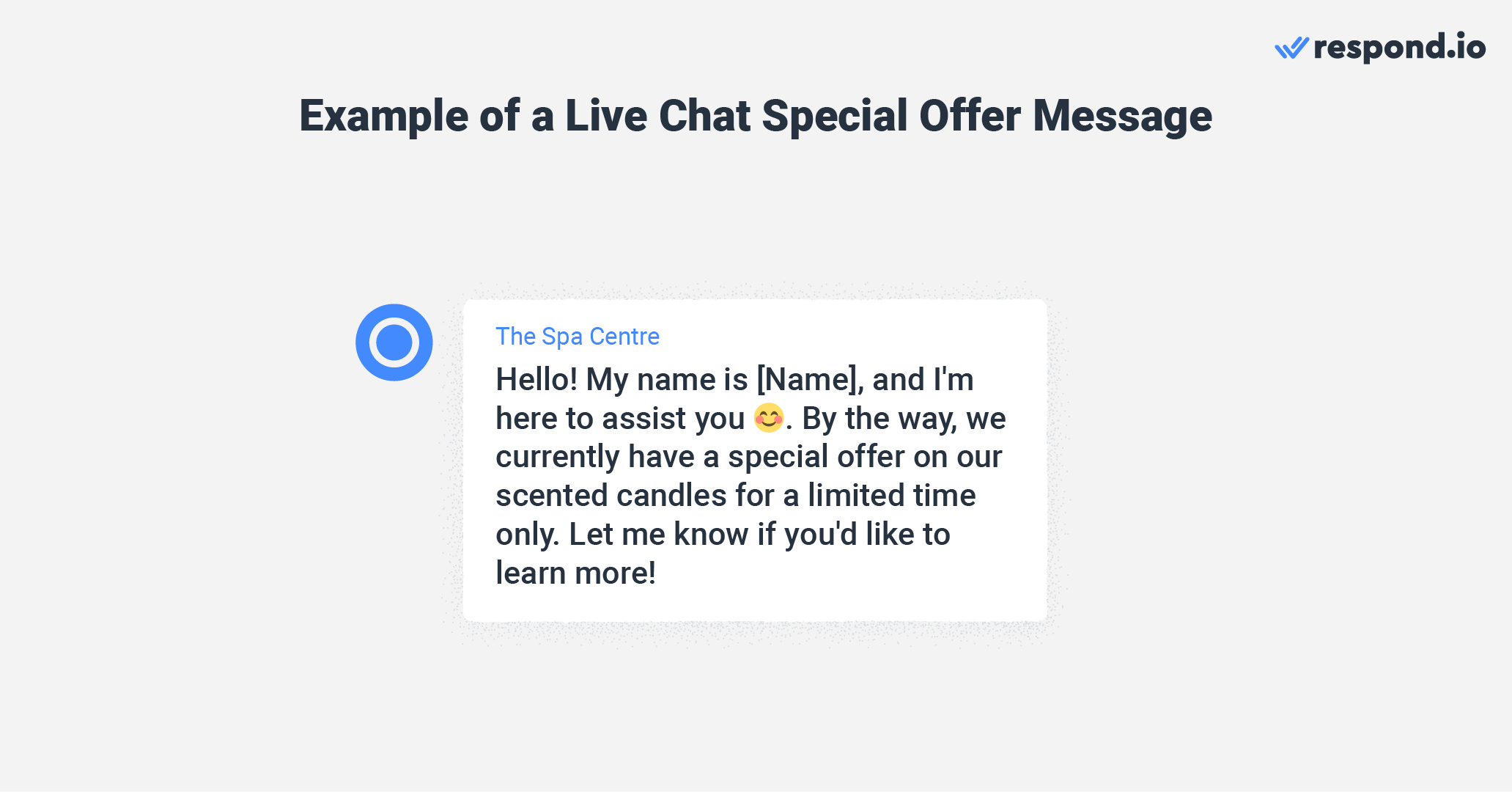 Special offer welcome message for live chat