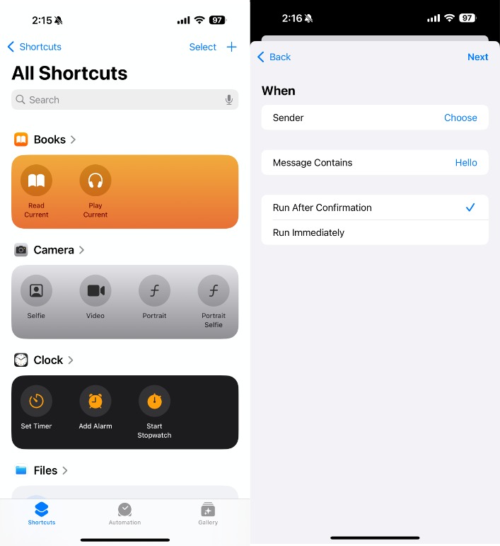 Sending scheduled WhatsApp messages using the Shortcut app on iPhone