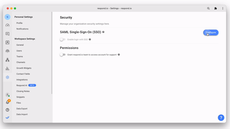 Gif showing how to upgrade to our Enterprise plan to get access to SAML SSO