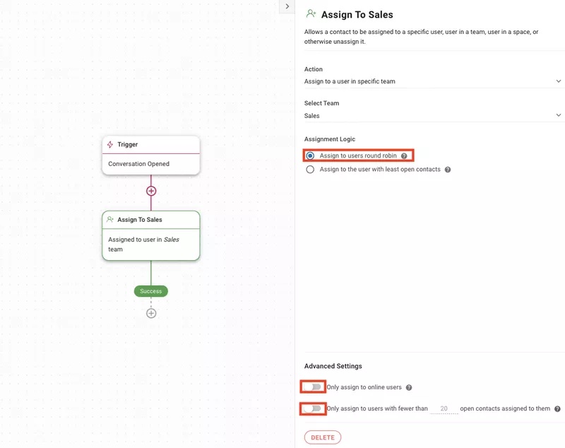 Here’s an example of a WhatsApp Sales Inbound Conversation workflow