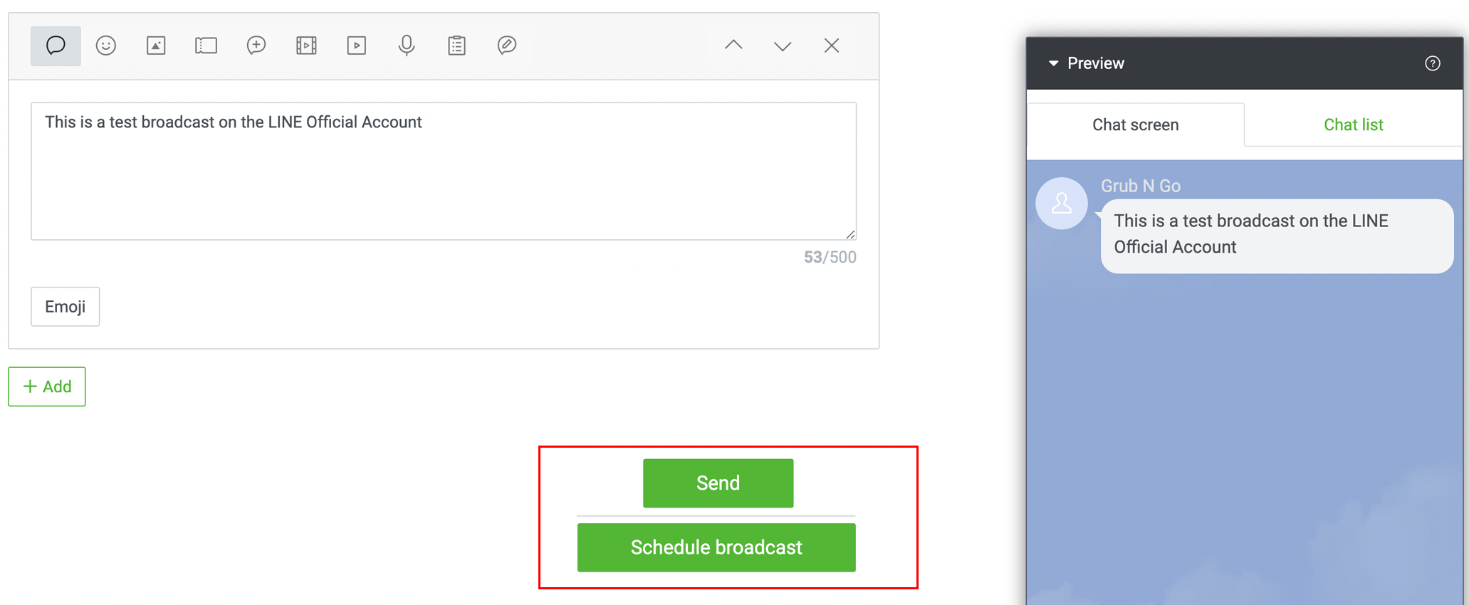 Choose to Send or Schedule the broadcast once it’s complete