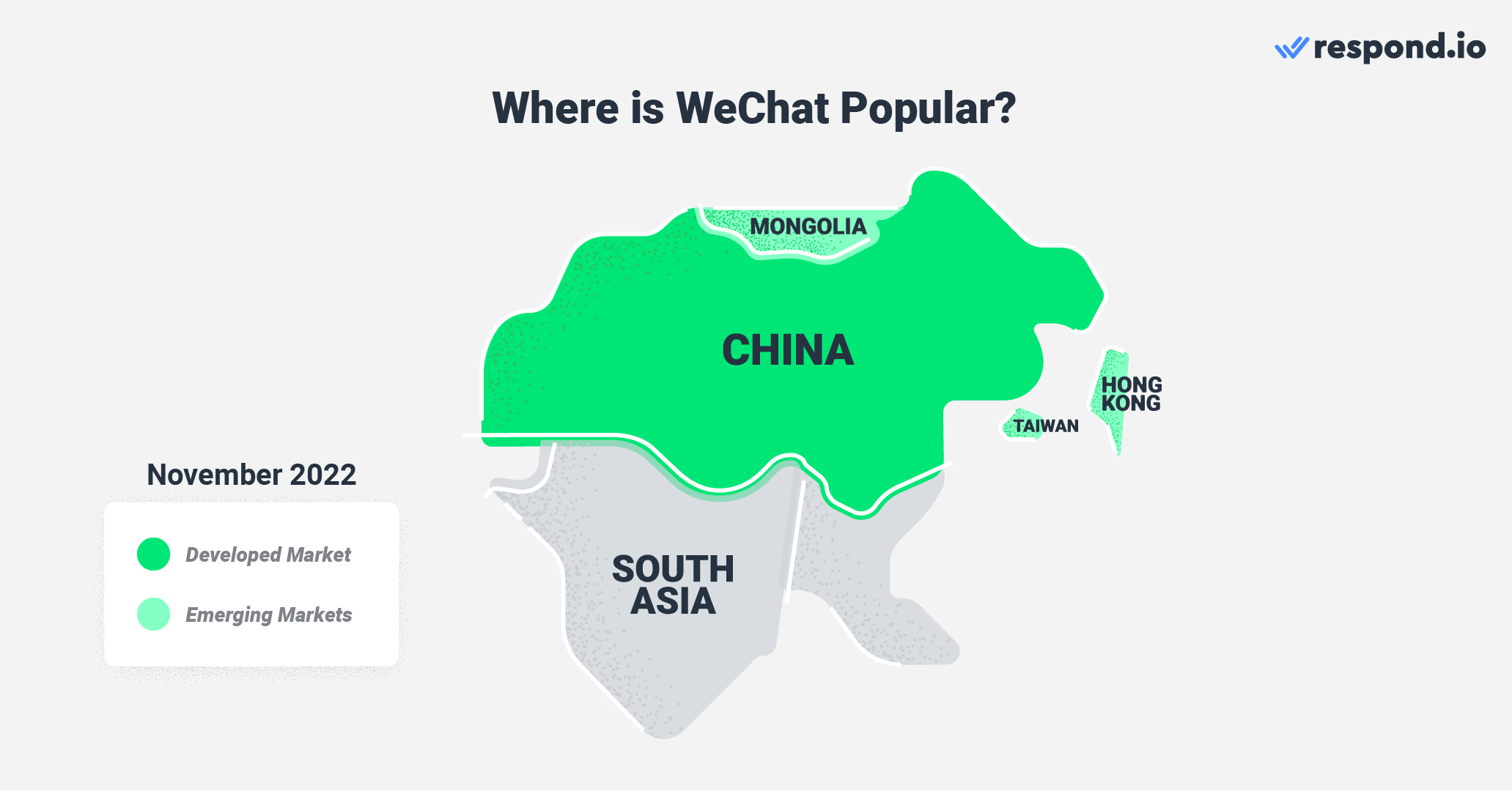 A map showing where is WeChat popular