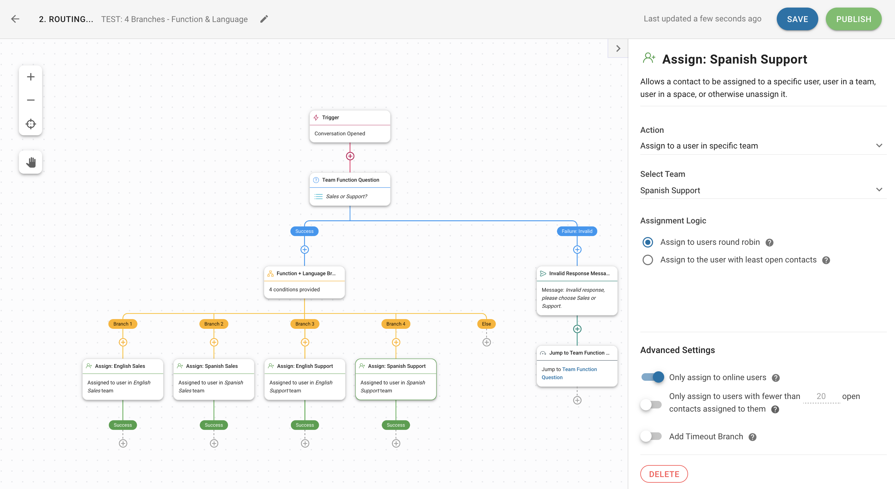 Example of a Chat Routing Workflow using the Workflows Builder