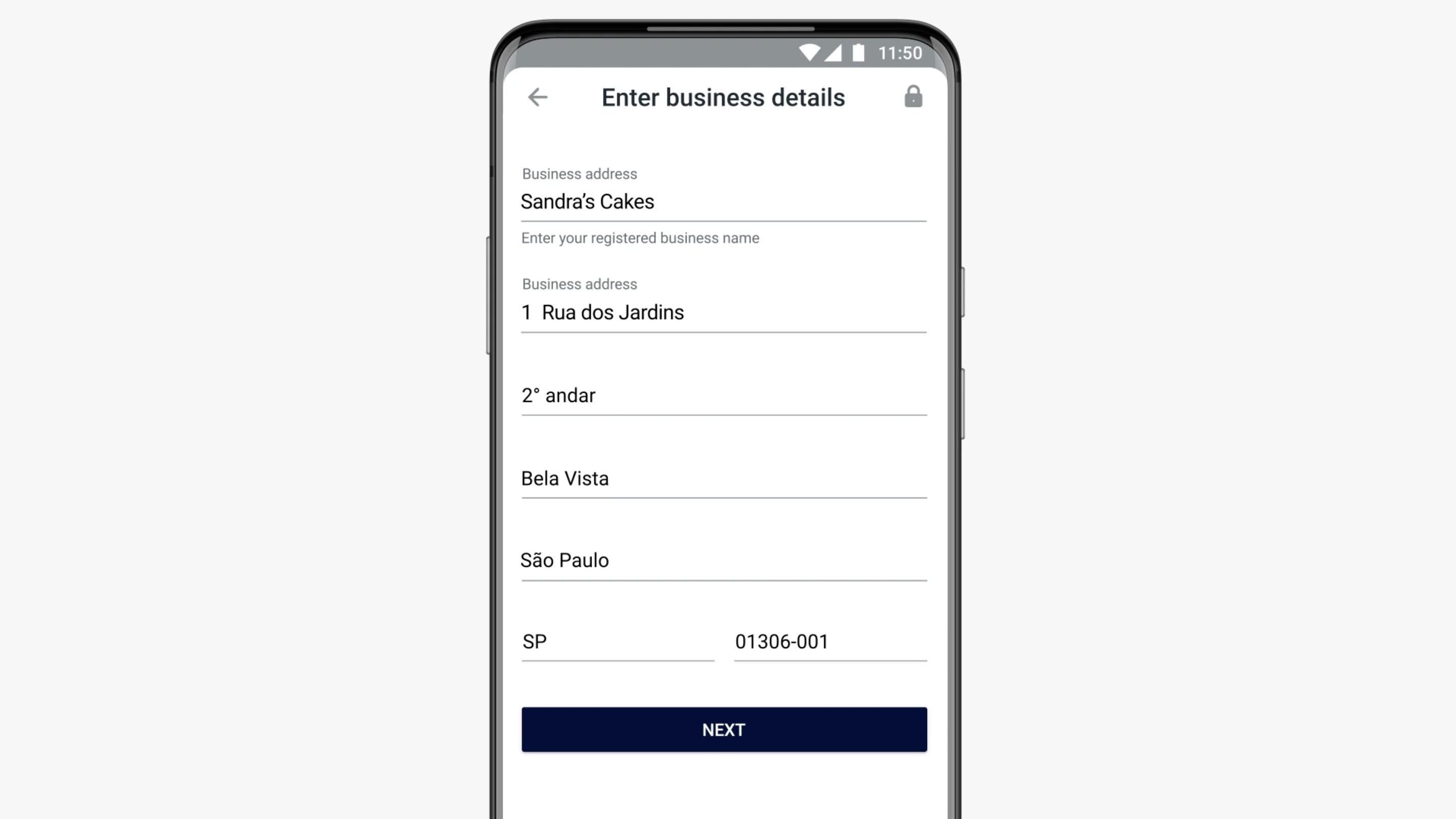 This image shows how to enter your business details