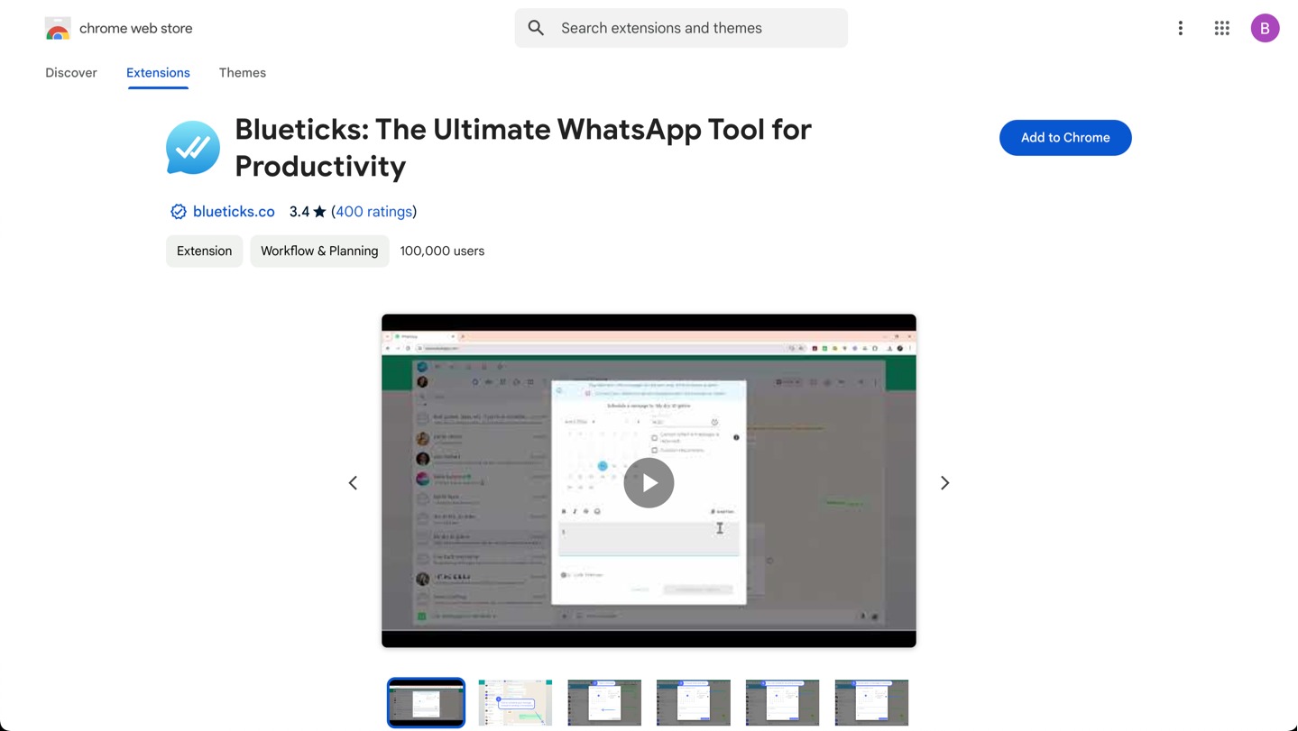 You’ll need to install the Blueticks extension from Chrome Web Store to schedule WhatsApp message