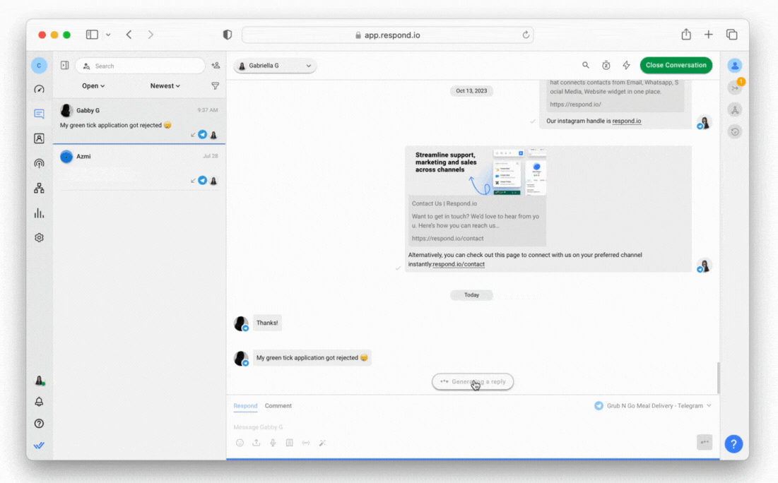 AI Assist: Generate contextually relevant replies with a click