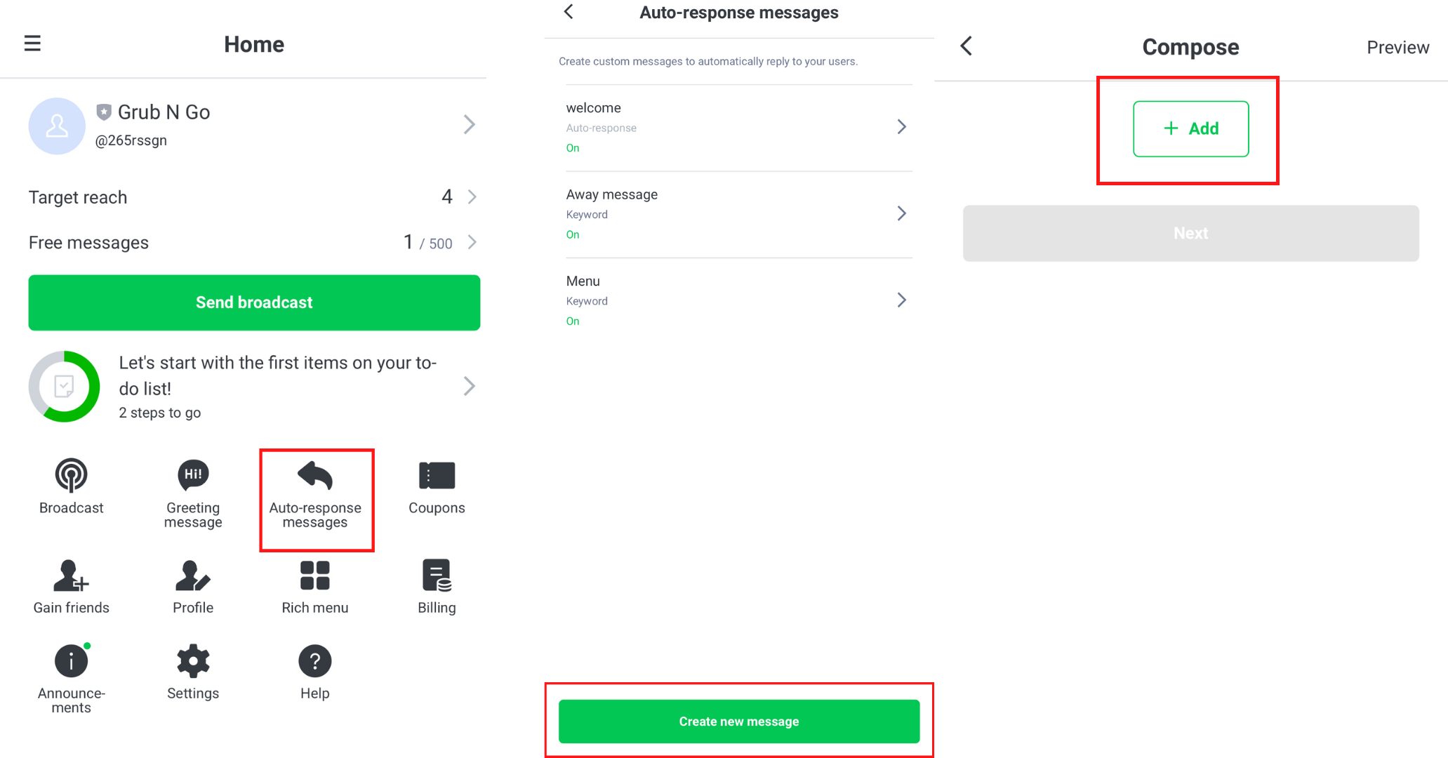 How to create auto-response messages on LINE Official Account app