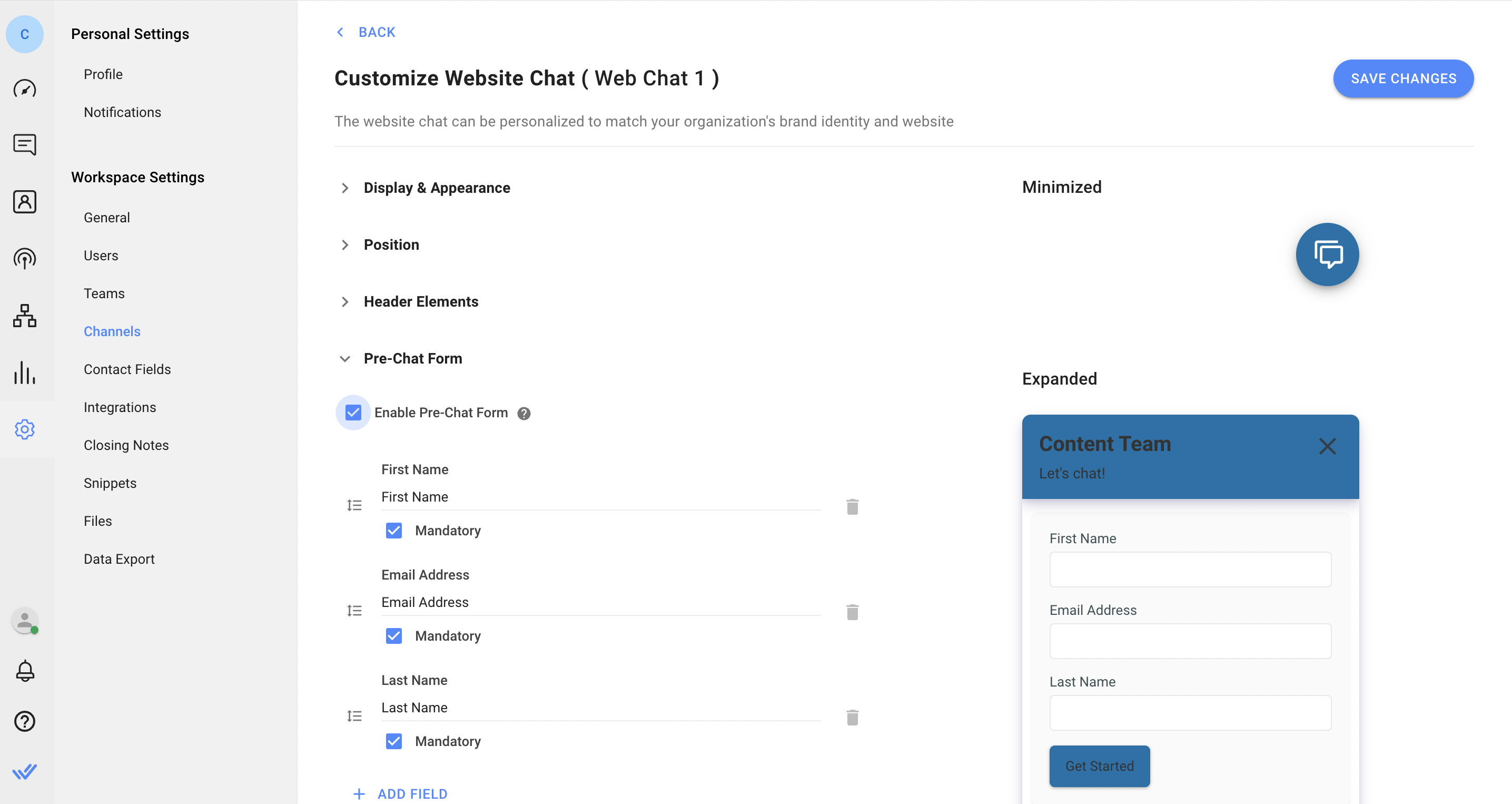 Editing a pre chat form on respond.io