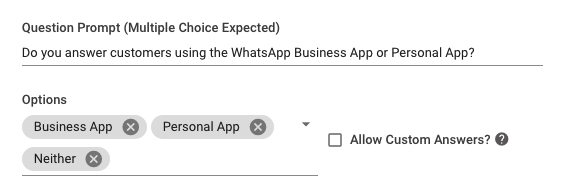 This was the first questions in our qualification survey that we used to generate Facebook Messenger leads for our Facebook Messenger marketing campaign.