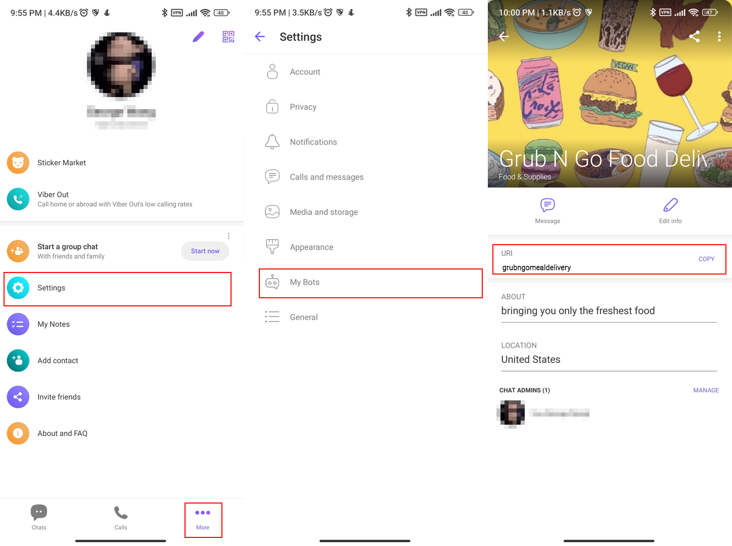 An image of how to create Viber bot link