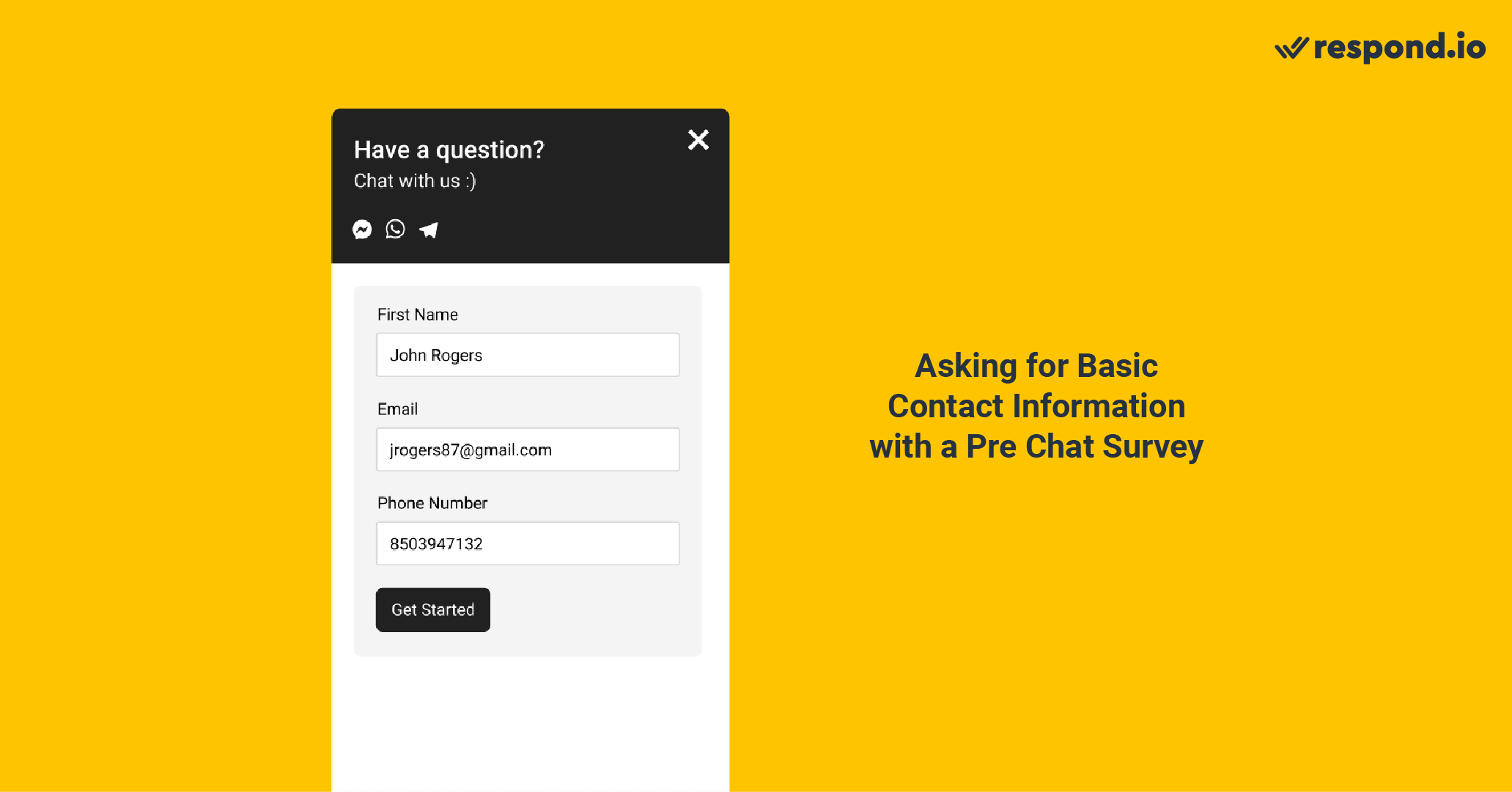 pre-chat survey: Basic contact information