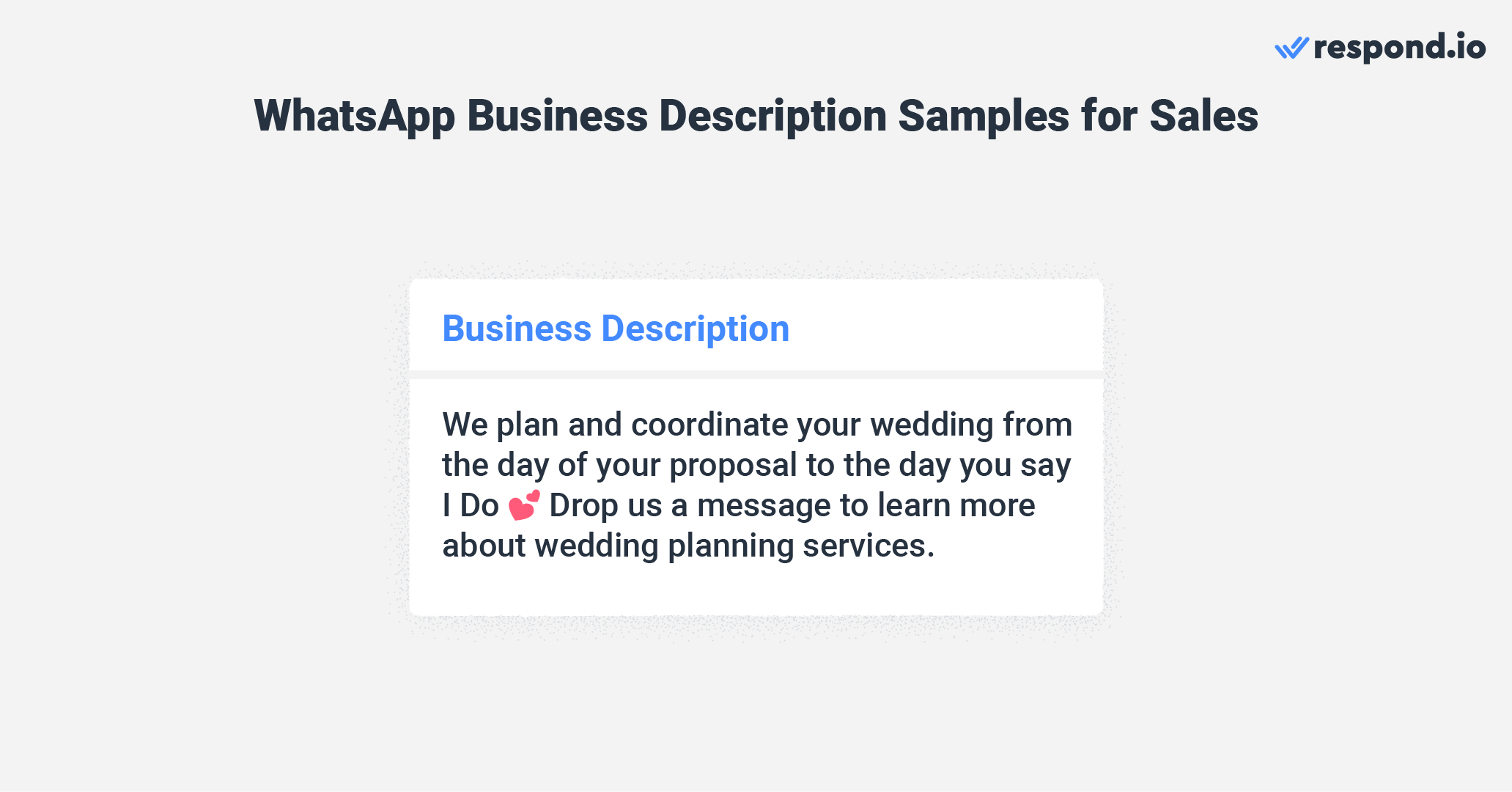 WhatsApp business profile description example for sales