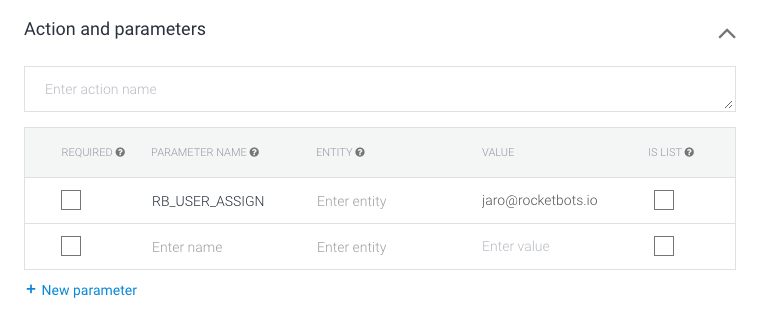 Assignment Parameter in Dialogflow