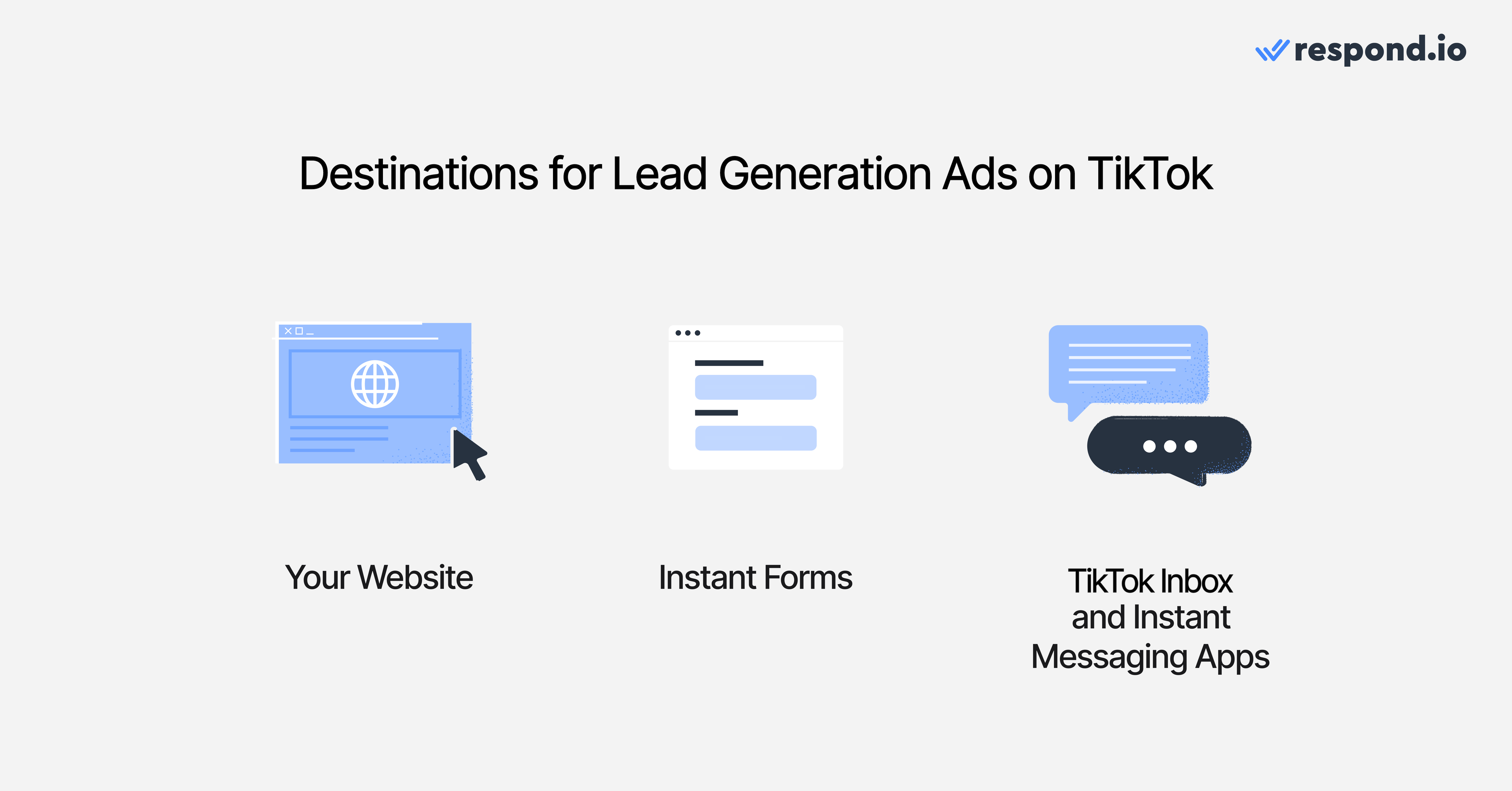 There are three destinations of lead gen ads on TikTok