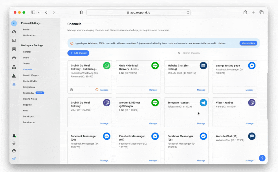 Manage channels effortlessly with the new channel management page