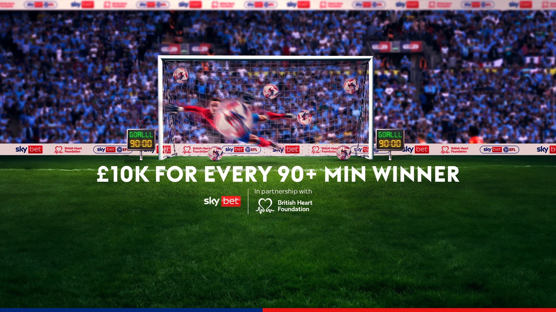 Sky Bet to donate £10k to British Heart Foundation for every 90th minute winner in the EFL