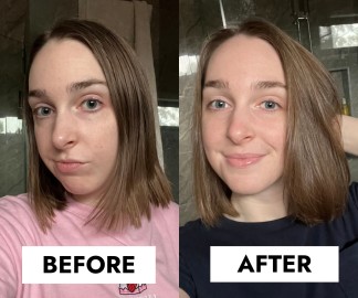 Maddy S fine hair routine before/after hero