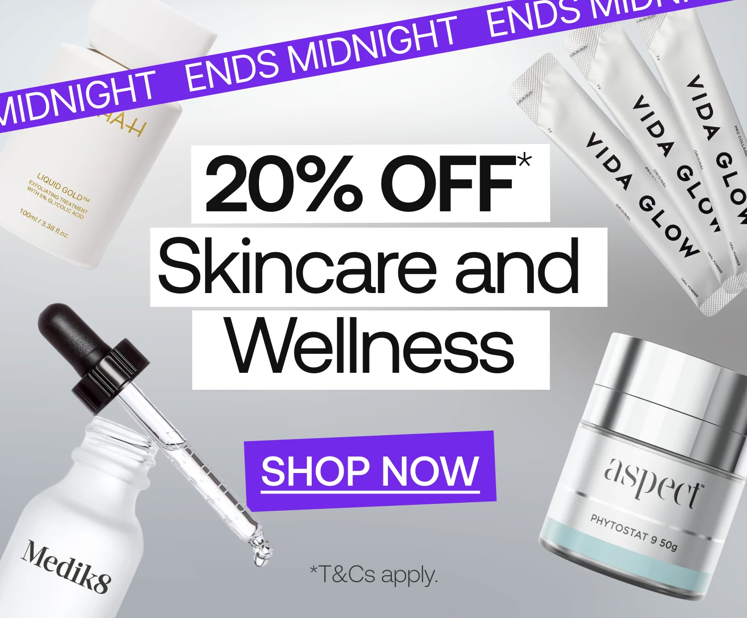 AUS Homepage Banner - Image 1 - 20% Off Skincare & Wellness (Ends Midnight)