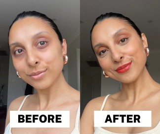 Sadaf Going out makeup look before and after