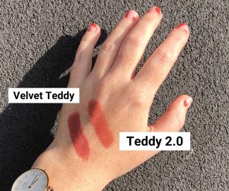 MAC powder kiss lipstick teddy 2.0 vs mac velvet teddy