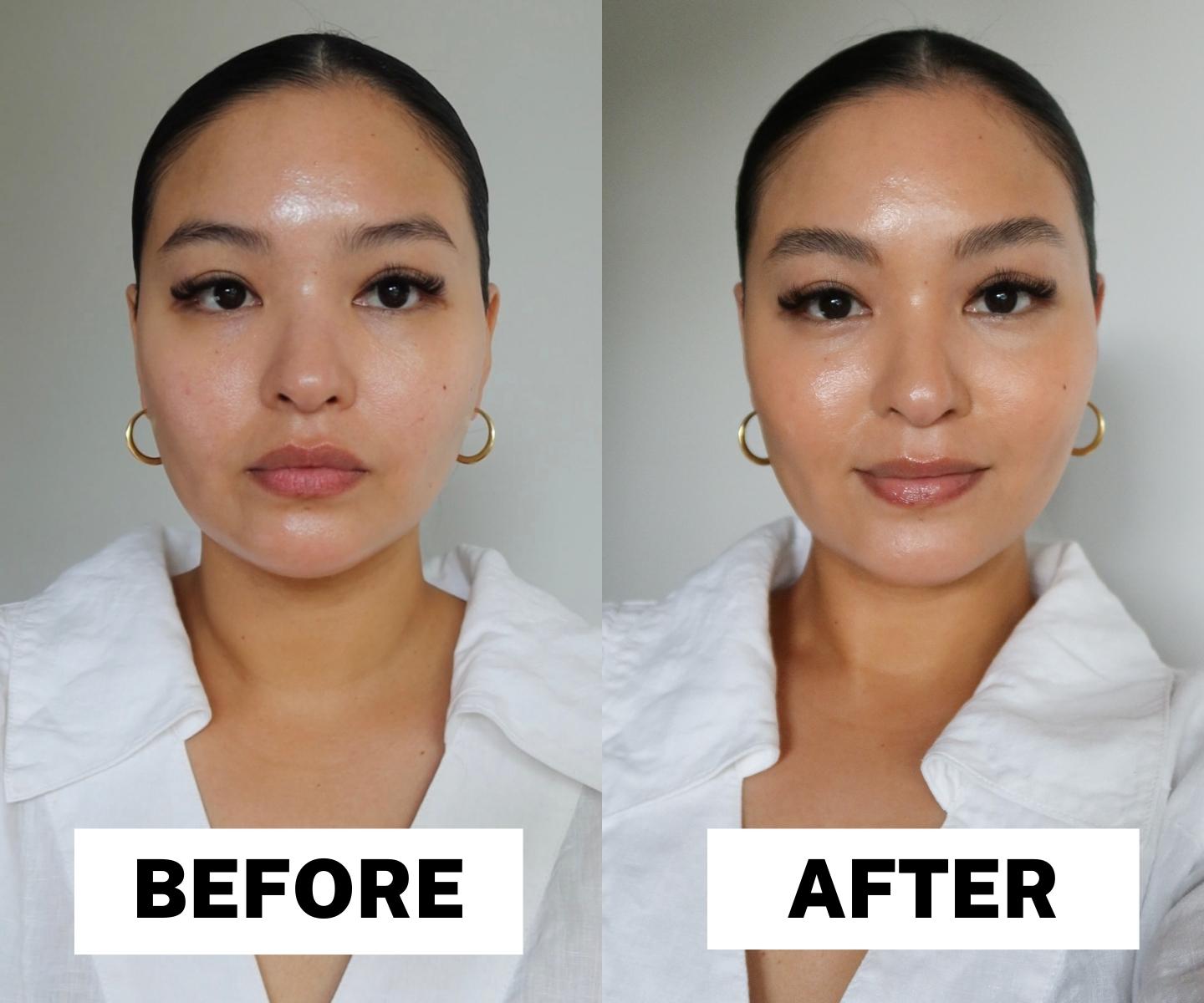 Dot Single Layer Makeup Trend Amelia before and after