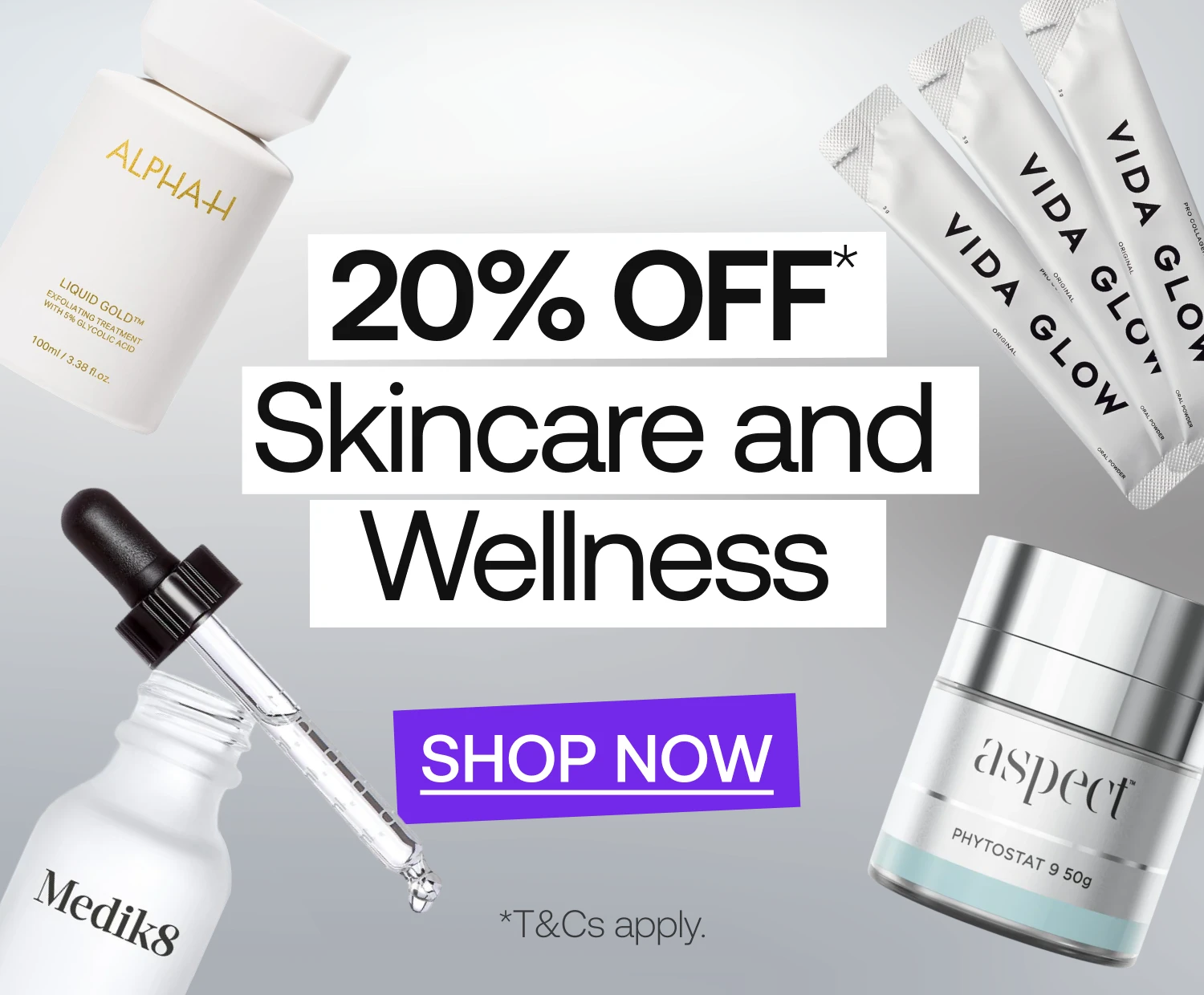AUS Homepage Banner - Image 1 - 20% Off Skincare & Wellness
