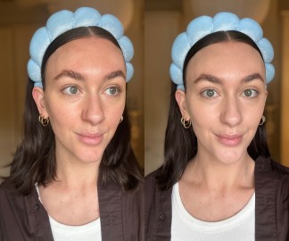 Jas makeup tutorial base before/after in-article