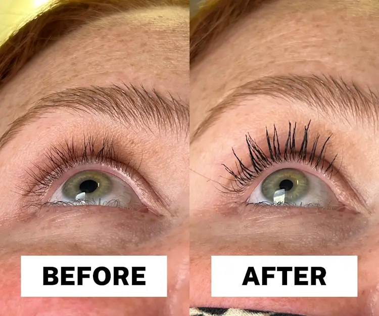 Image of before and after using L'Oréal Telescopic Mascara.