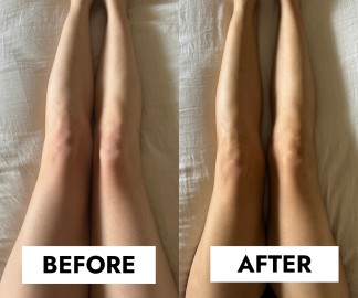 Loving Tan Purest Tanning Mousse Jas legs before/after
