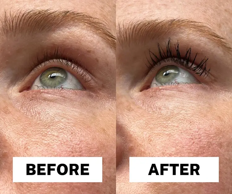 Image of before and after of using L'Oreal Paris Paradise Mascara.