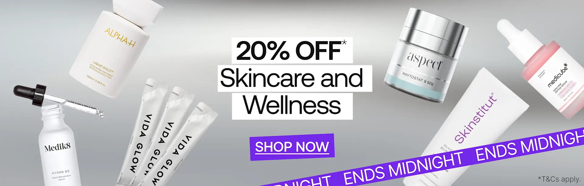 AUS Homepage Banner - Image 1 - 20% Off Skincare & Wellness (Ends Midnight)