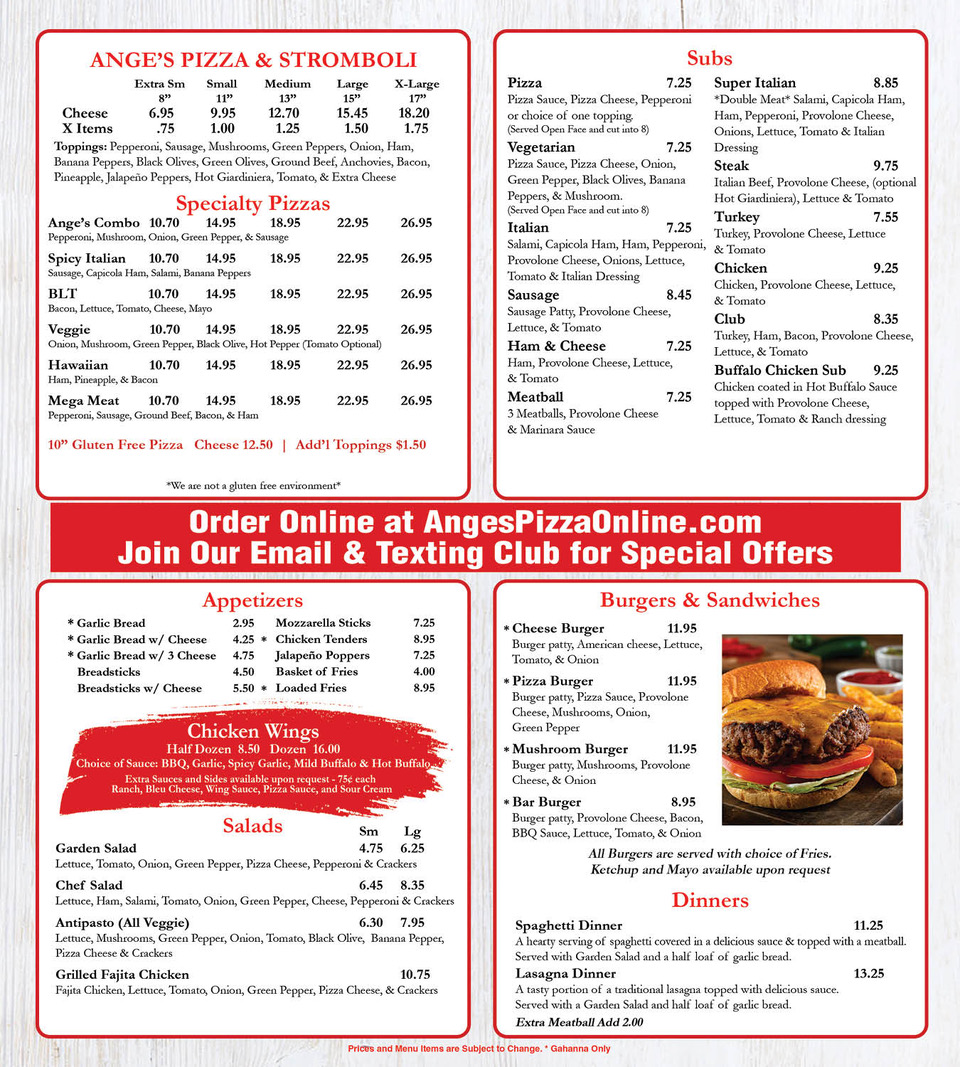 Menu PDF | Ange's Pizza — The Best Pizza in Columbus | Ange's Pizza Online