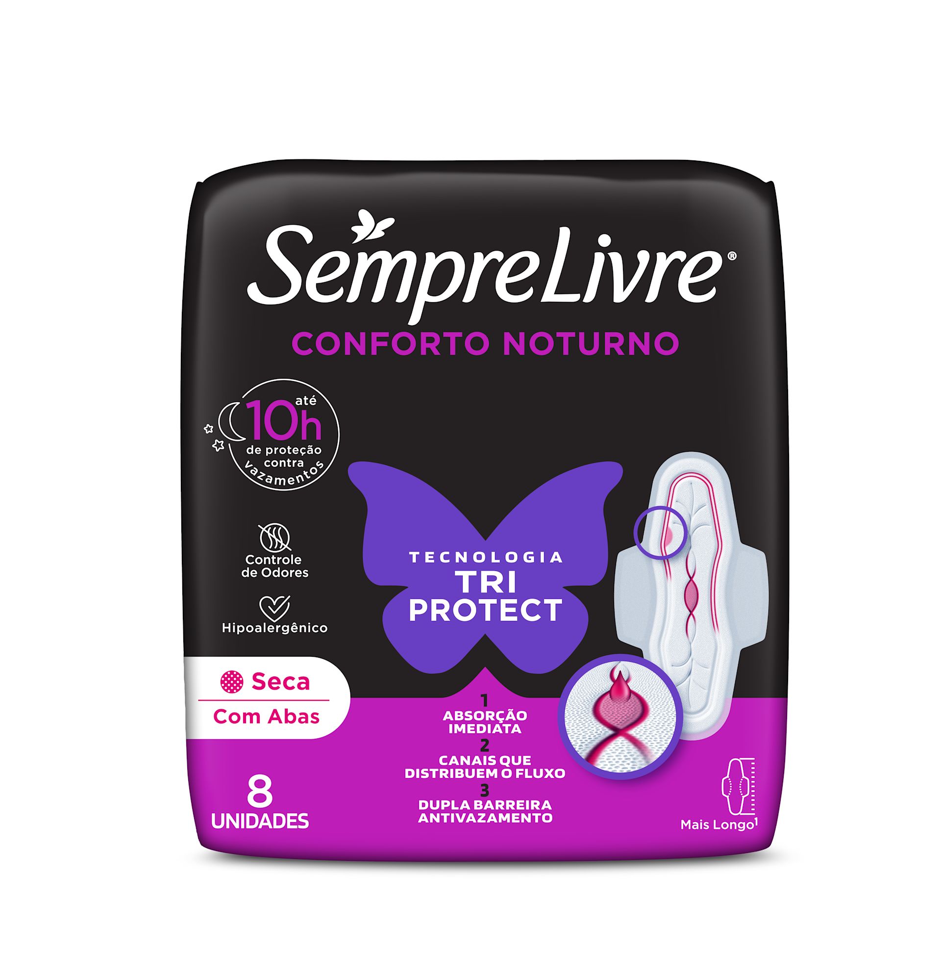 SEMPRE LIVRE® CONFORTO NOTURNO SECA COM ABAS