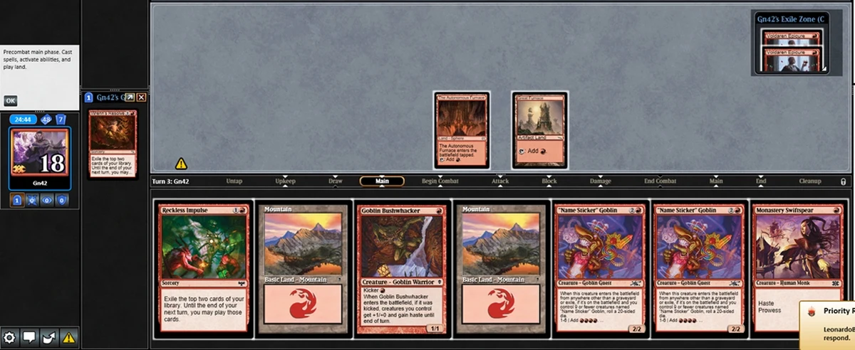 Beginning of turn three
