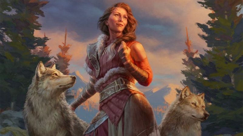 Three werewolves at night forest mtg fantasy art